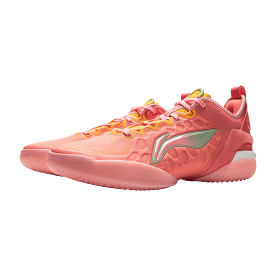 scarpa da basket Li Ning Yushuai 19 V2 low uomo rosa salmone arancione bianco