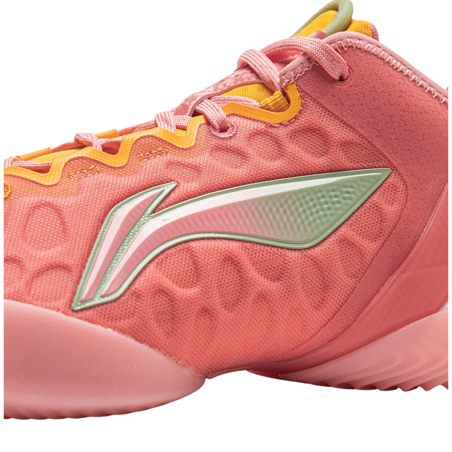 Scarpe da basket LI-NING YUSHUAY 19 V2 rosa e arancione, scarpe sportive da pallacanestro per uomo, dettaglio della suola.