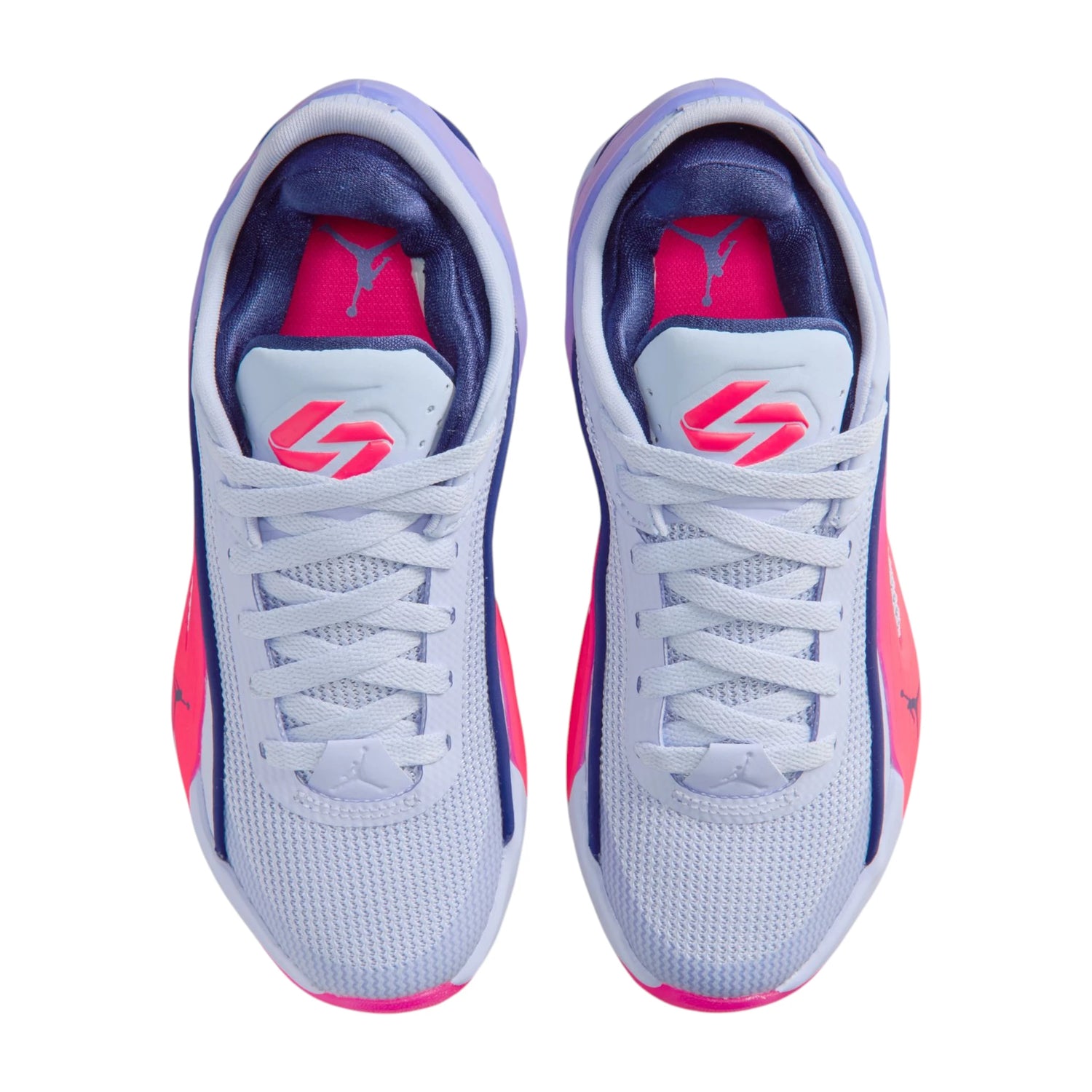 Scarpe da basket bambino Jordan Luka 5 "Familia" con scarpa viola e fucsia, modello sportivo e colorato.