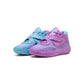 Scarpe basket Puma MB.05 HIVE JR bambino, color viola e blu, con dettagli signature di LaMelo Ball, adatte per bambini e ragazzi.