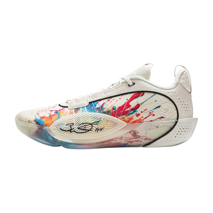 Scarpe da basket Li Ning Wade All City 13 Fireworks in bianco, rosso, blu e giallo, sneakers sportive con design dinamico.