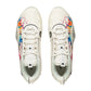 Scarpe da basket Li Ning Wade All City 13 Fireworks in bianco, rosso, blu e giallo con design dinamico e dettagli colorati.