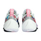 Scarpe da basket Li Ning Wade All City 14 Surreal bianche, rosa, nere e azzurre, con design sportivo e dettagli colorati.