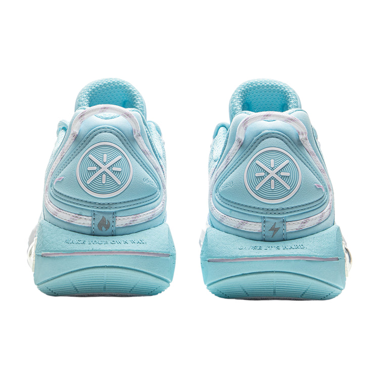 Scarpe da basket Li Ning Wade Shadow 7 Mint per uomo, design bianco e azzurro con dettagli sportivi e suola antiscivolo
