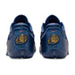 Scarpe da basket Nike LeBron XXIII "Out for Redemption" in oro e blu, con dettagli signature di LeBron James.