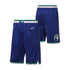 Shorts NBA Kids Timberwolves blu – vista retro logo lupo urlante HD coscia destra bordino verde