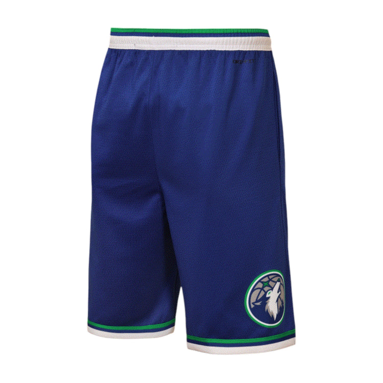 Pantaloncini NBA bambino Timberwolves City Edition blu royal – dettaglio elastico bianco logo M pino Minnesota 🏀