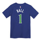 NBA Kids Tee LaMelo Ball Timberwolves City Edition – retro BALL 1 logo NBA cotone