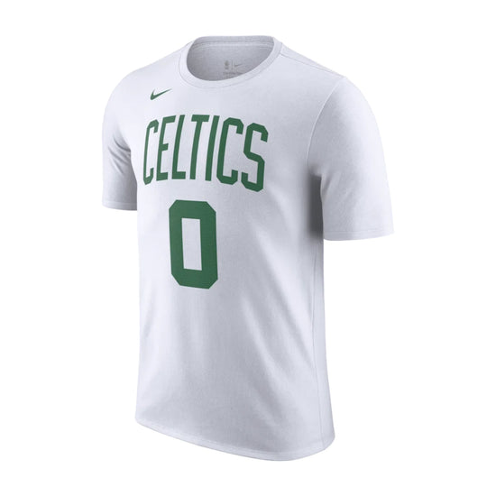 Maglietta NBA Nike Jayson Tatum dei Boston Celtics in bianco, t-shirt da gioco con logo e design ufficiale.
