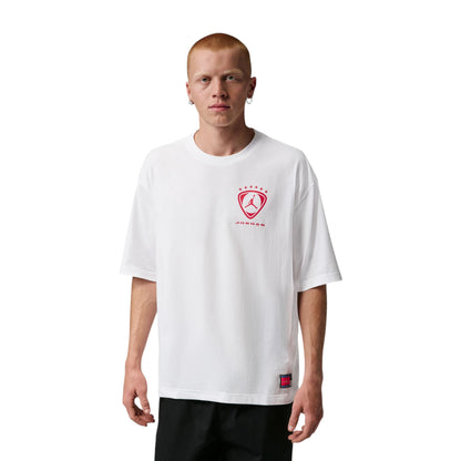 T-Shirt Jordan Brooklyn bianco University Blue IO0010-100 – vista frontale logo Jumpman oversize
