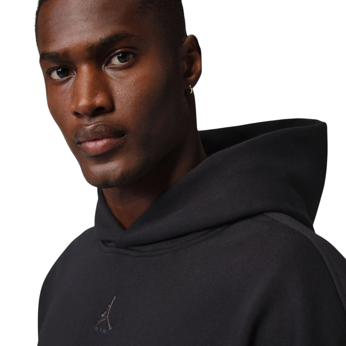 Felpa con cappuccio Jordan Brooklyn nera IM8911-010 – vista cappuccio e logo 