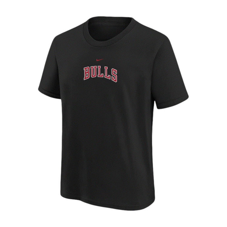 Nike NBA Kids Bulls wordmark nera rossa – vista retro logo NBA retro collo pulito 🏀