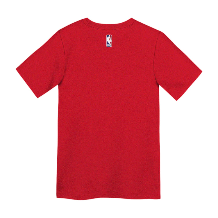 Nike NBA Kids Bulls wordmark rossa bianca – vista retro logo NBA retro collo pulito 🏀