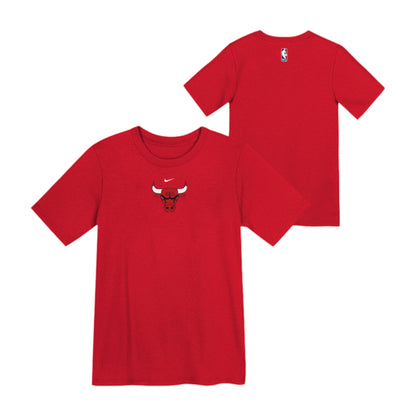 T-Shirt Nike NBA Kids Chicago Bulls Wordmark Tee rossa NBUS BUL – vista frontale scritta BULLS bianco arch Swoosh Nike