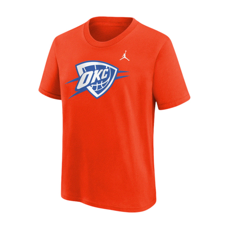 Jordan NBA Kids Thunder Logo Tee arancione – vista retro logo NBA retro collo pulito