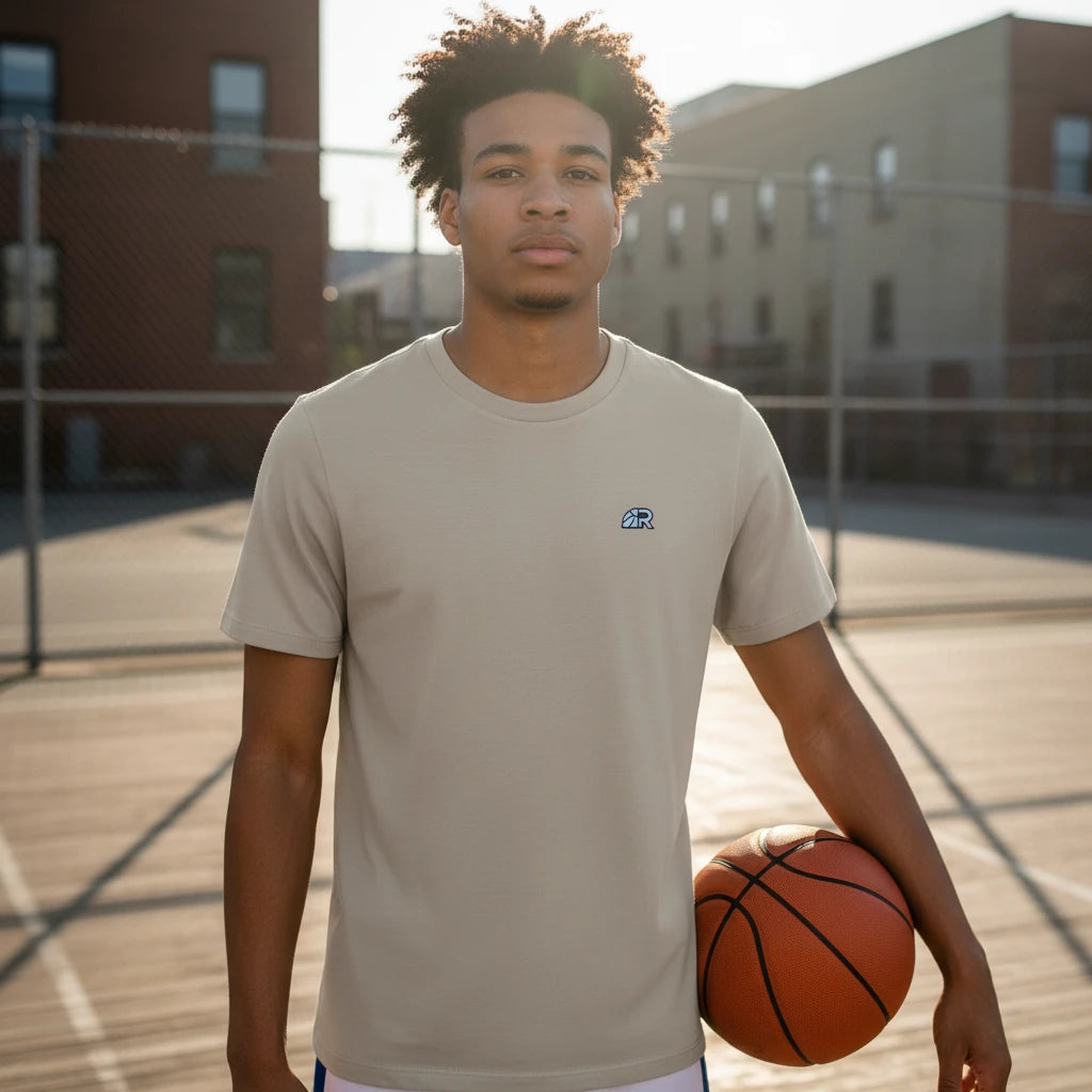 T-Shirt in morbido cotone 100% - Colore sabbia - Rookie Basketball