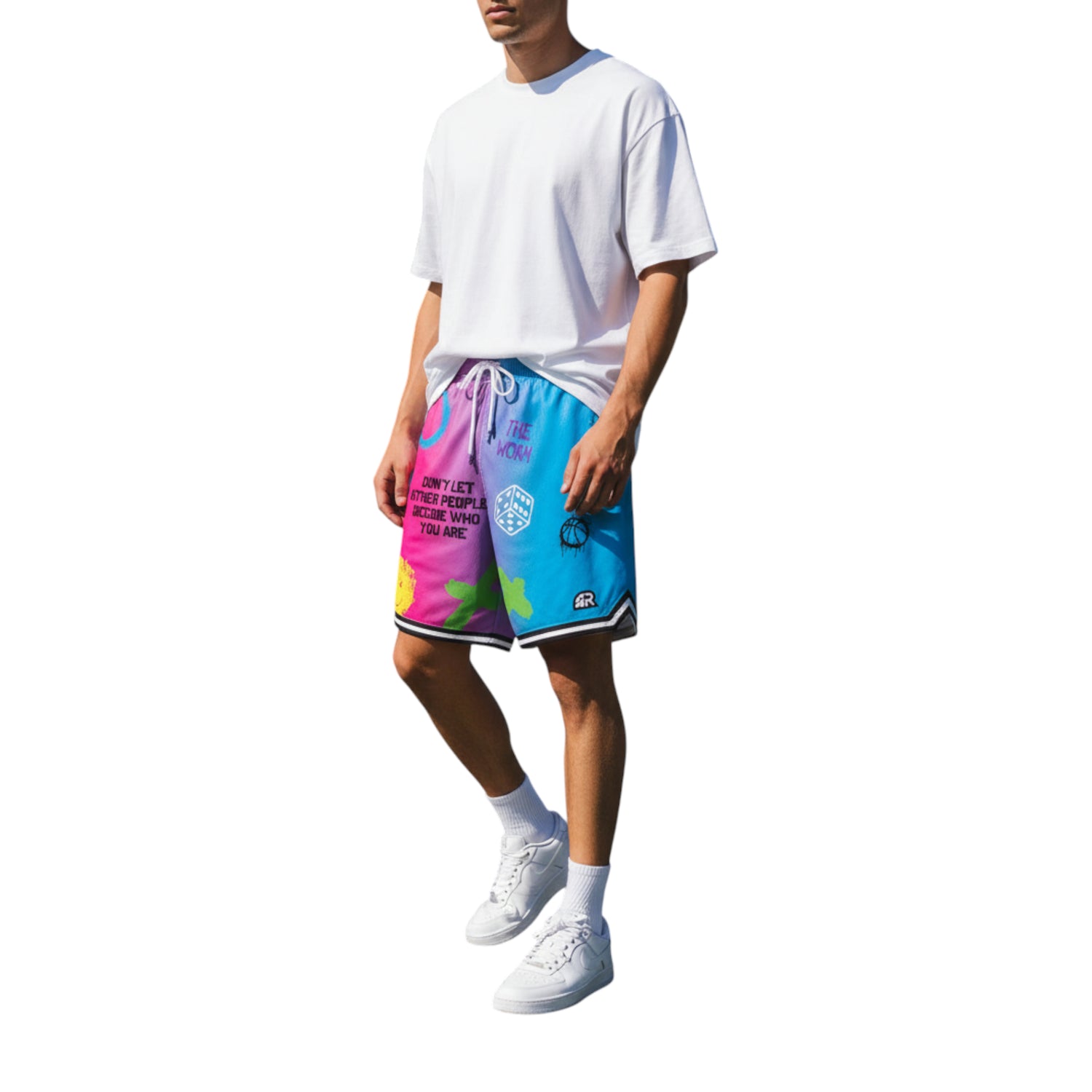 Shorts da basket Rookie Basketball Crazy Short Sky, pantaloncini sportivi blu con dettagli neri e logo sulla gamba.