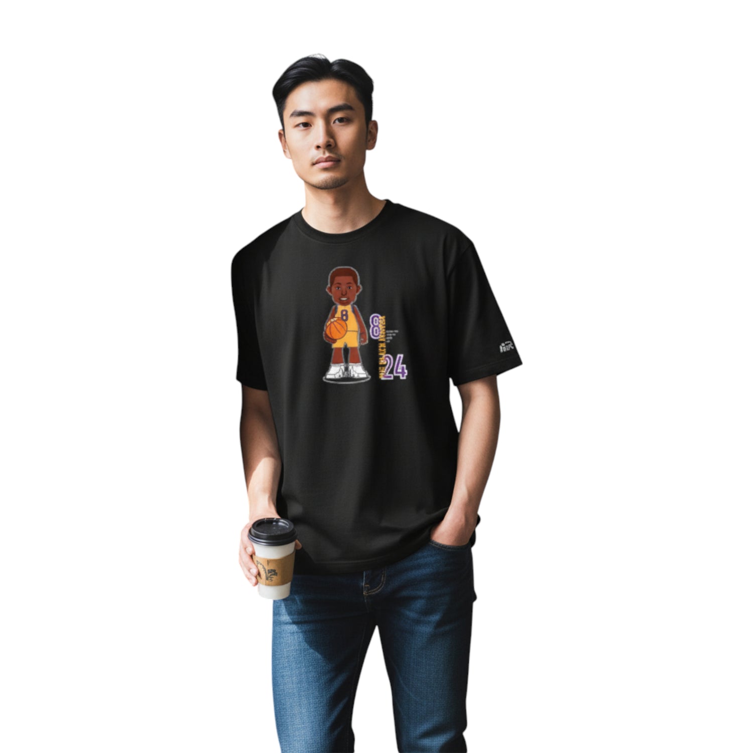 Maglietta nera THE MAMBA T-SHIRT di ROOKIE BASKETBALL, vista frontale, tessuto morbido e logo stampato sul petto