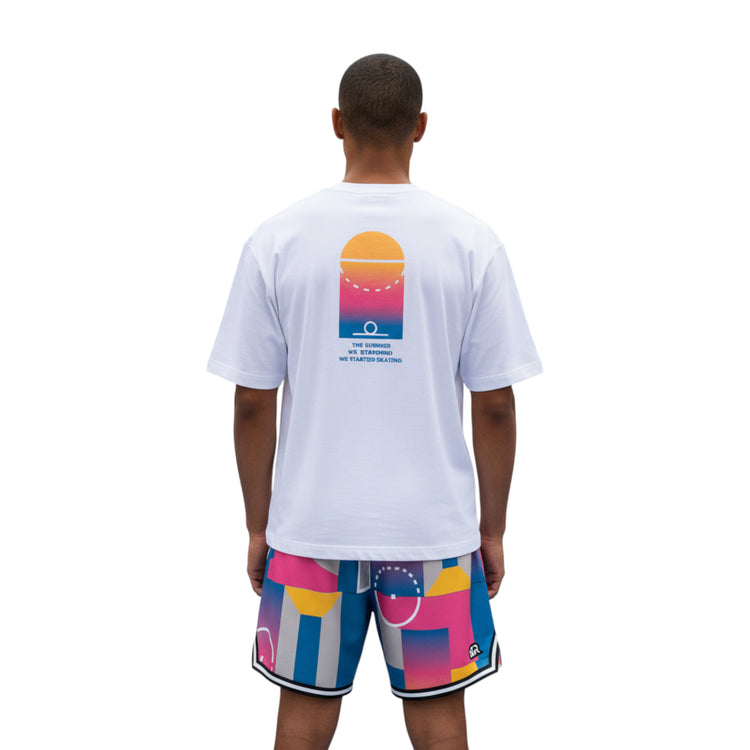 T-shirt bianco PIGALLE di ROOKIE BASKETBALL, vista frontale, con logo e dettagli visibili, indossata in prova virtuale.