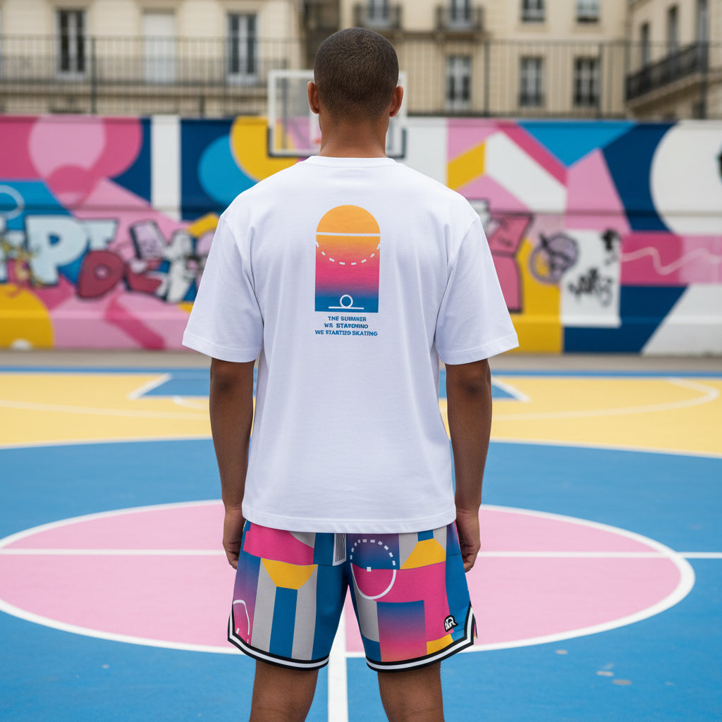 Maglietta bianca PIGALLE T-SHIRT di Rookie Basketball, vista frontale, tessuto morbido e stile casual.