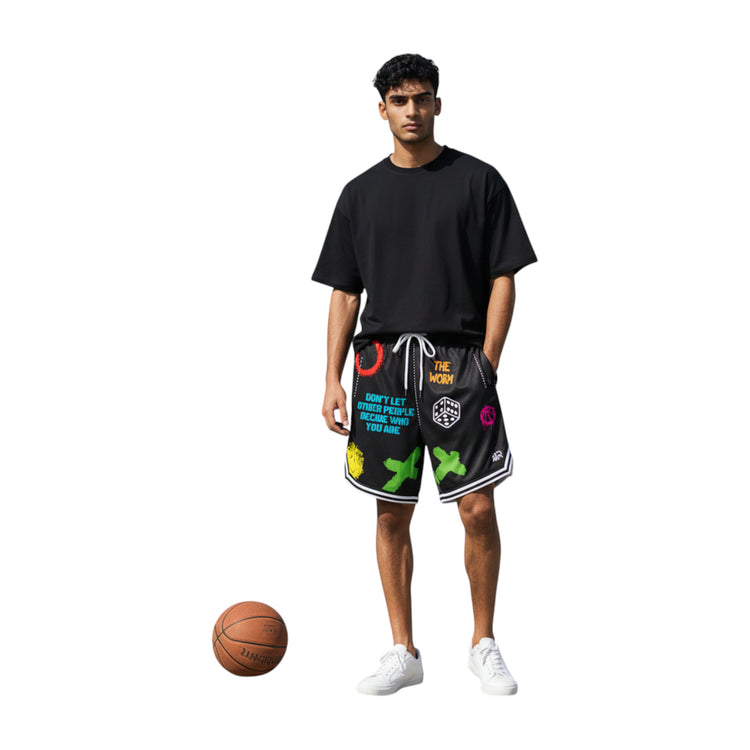 Shorts da basket nero Rookie Basketball Crazy Short, pantaloncini sportivi con logo e dettagli in nero.