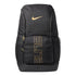 Zaino basket Nike Varsity Elite 32L nero oro HM9965-013 – vista frontale tasca esterna dettagli oro metallizzato