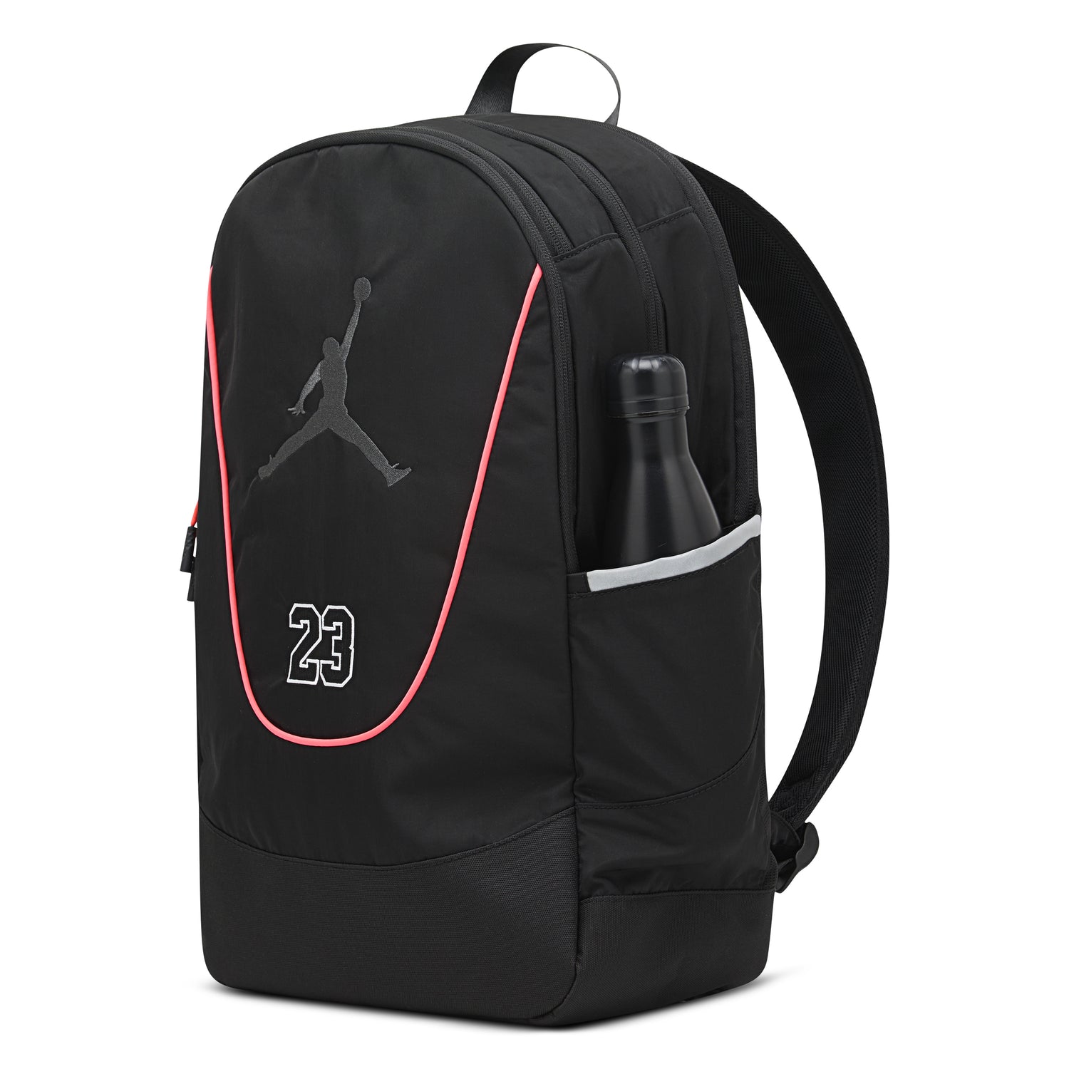 Zaino Jordan FlightCore nero per ragazzi, con scomparti spaziosi e logo Jordan visibile sul fronte.