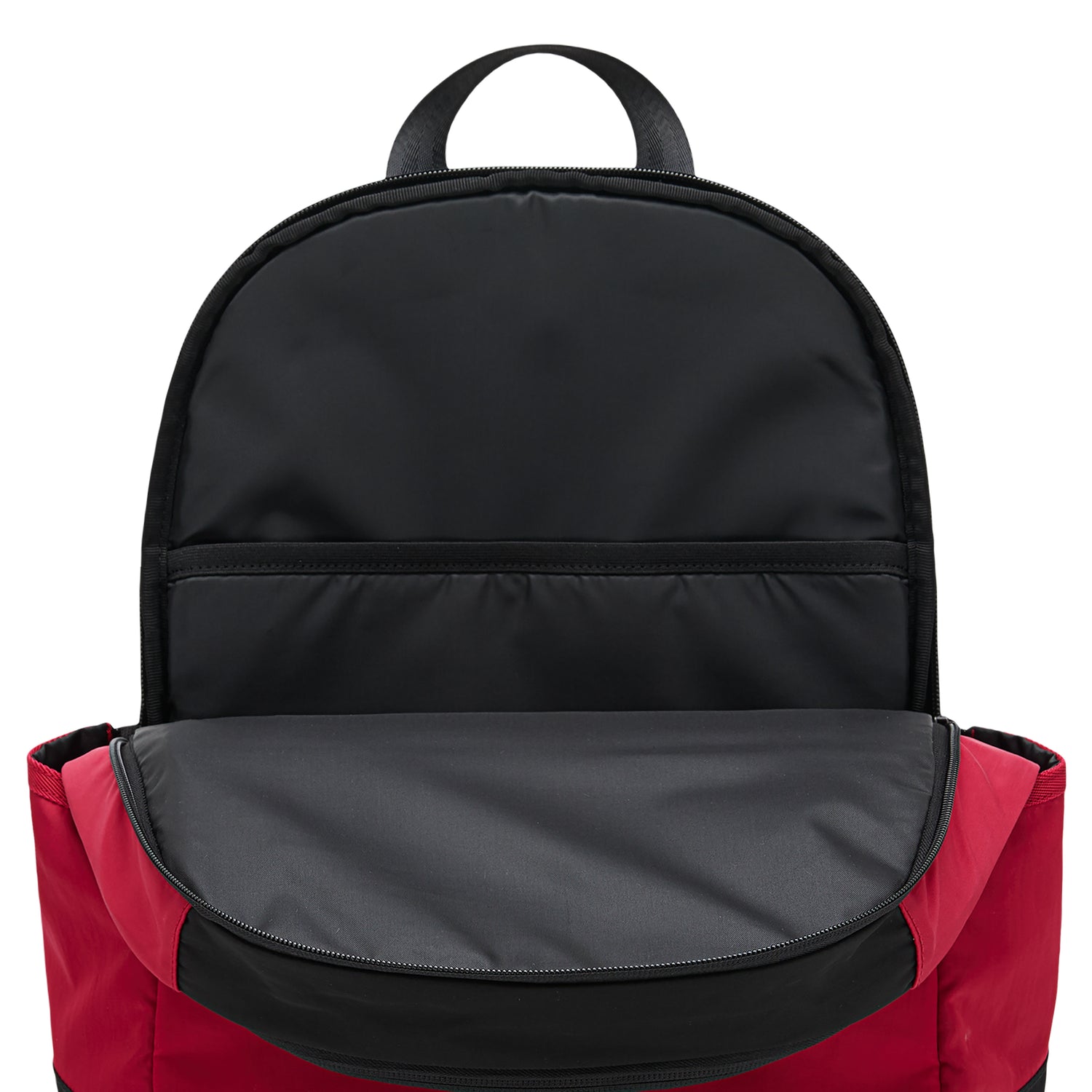Zaino Jordan FlightCore rosso e nero, stile backpack da ragazzi, con dettagli sportivi e logo Jordan.